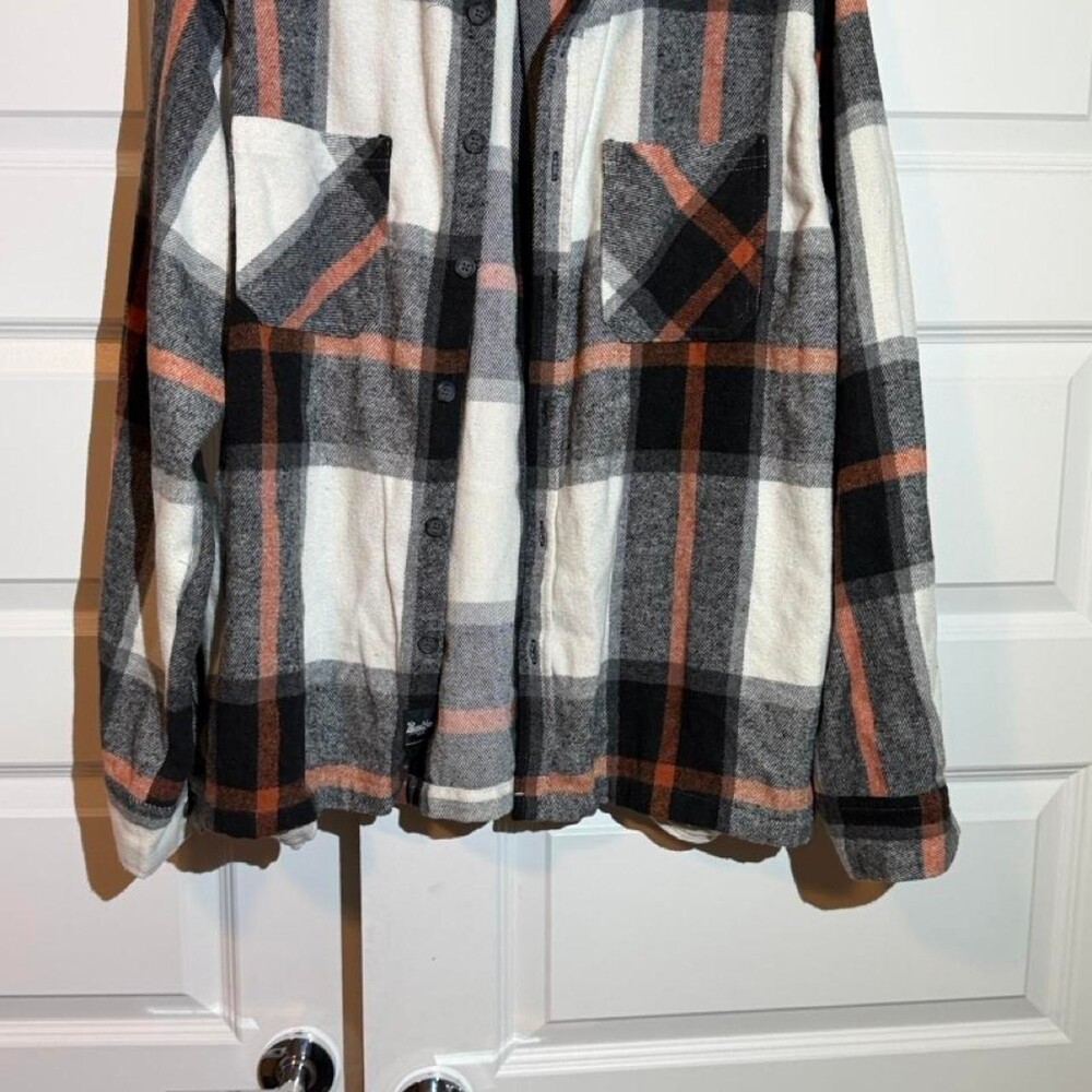 Trademark Brooklyn black, white, and orange plaid flannel shirt in XL #flannel #